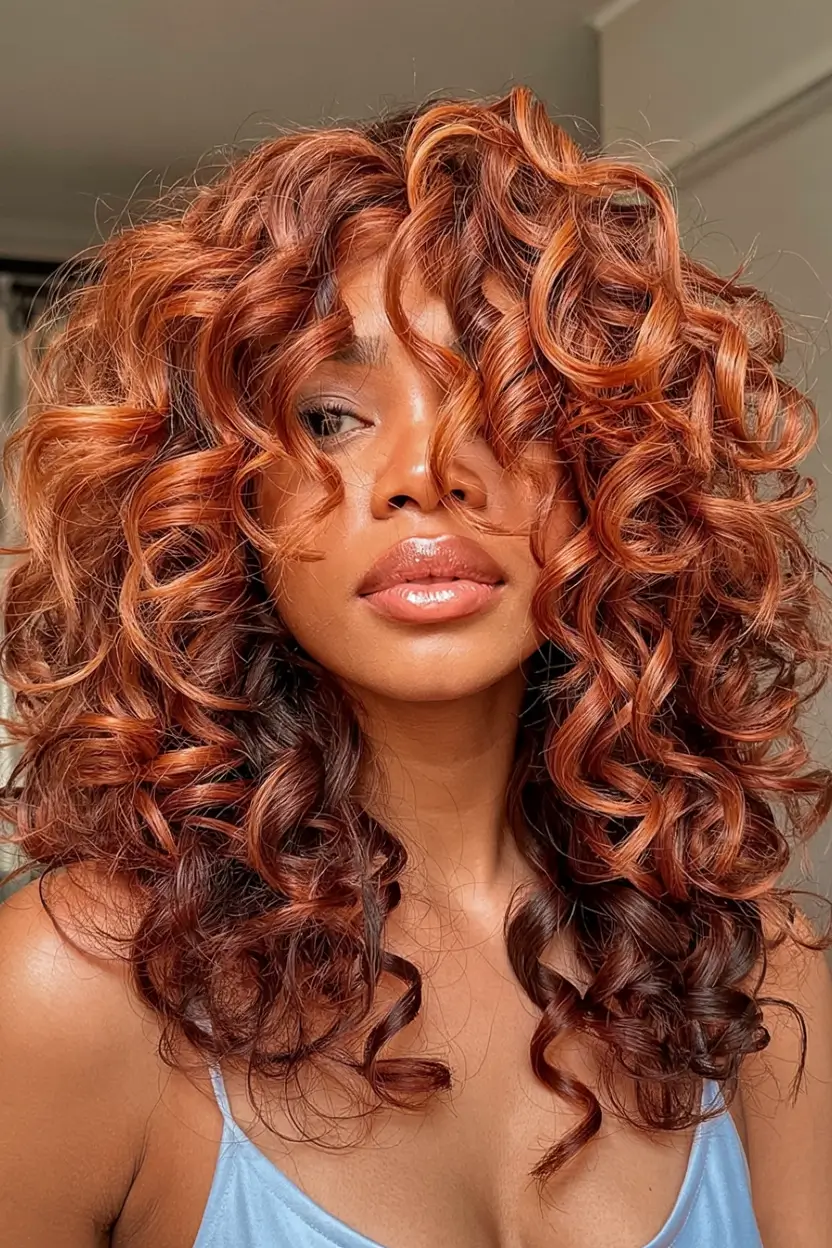 winter hair colors 2025 2026 for black women Copper Coil Drama