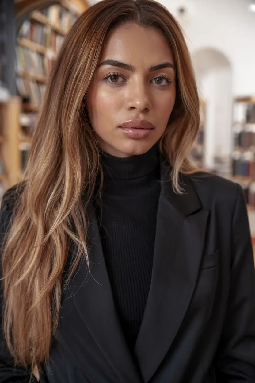 winter hair colors 2025 2026 for black women Caramel Fade with Sleek Elegance