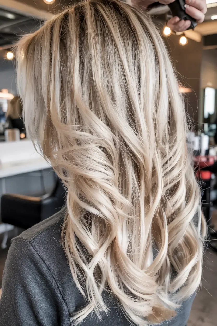 winter hair colors 2025 2026 for blondes Scandinavian Ice Blonde with Sculpted Layers