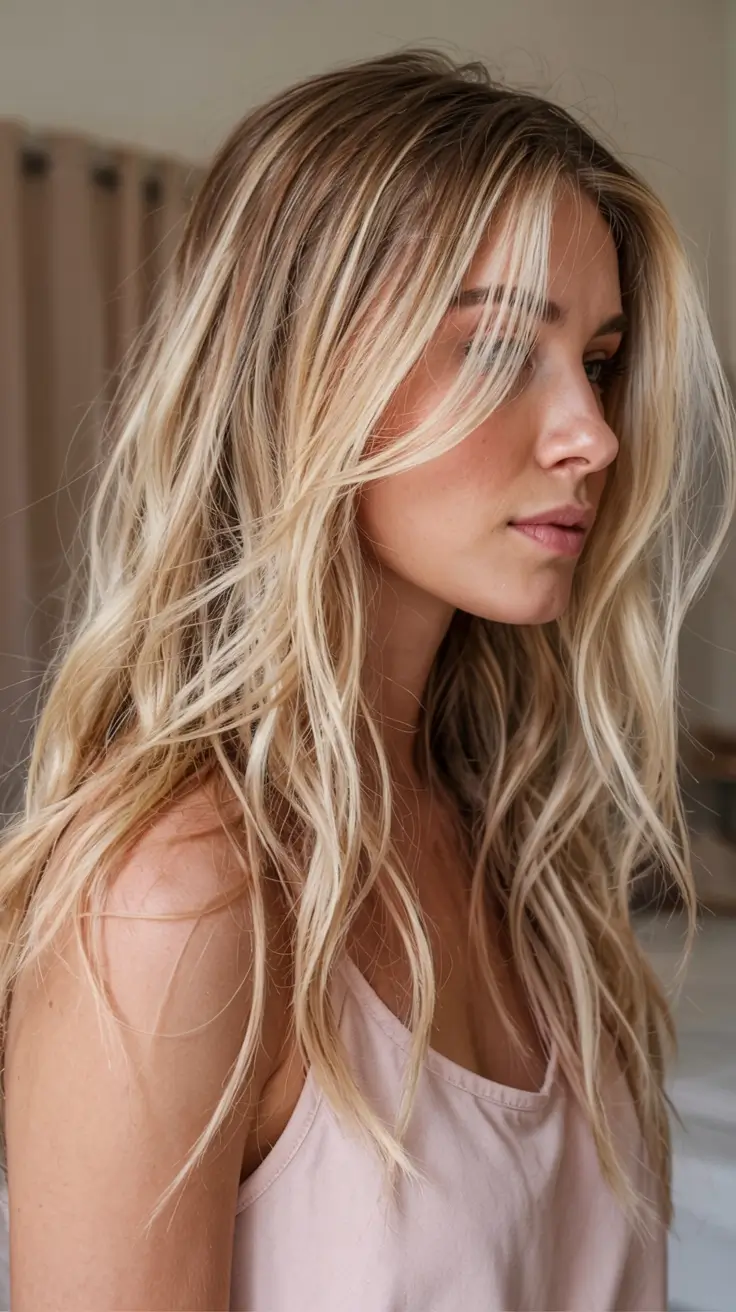 winter hair colors 2025 2026 for blondes Beachy Sand Blonde with Natural Root Blend