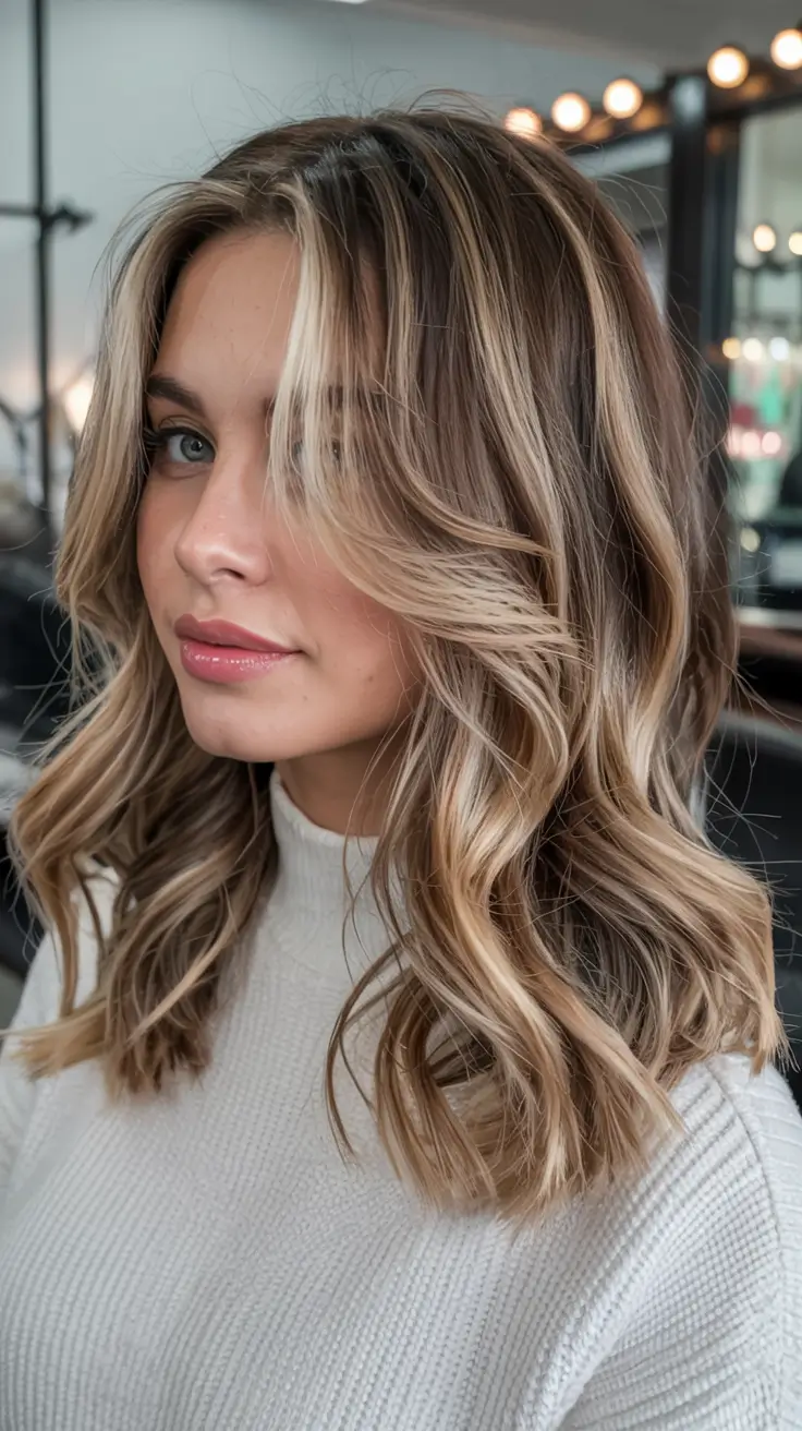 winter hair colors 2025 2026 for blondes Honey-Caramel Balayage with Soft Curls