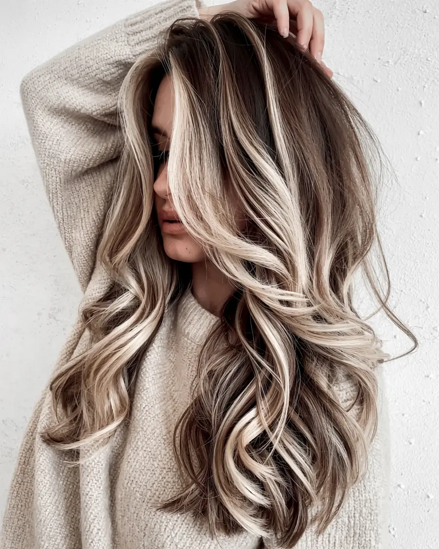 winter hair colors 2025 2026 for blondes Contrast Blonde with Deep Brunette Base