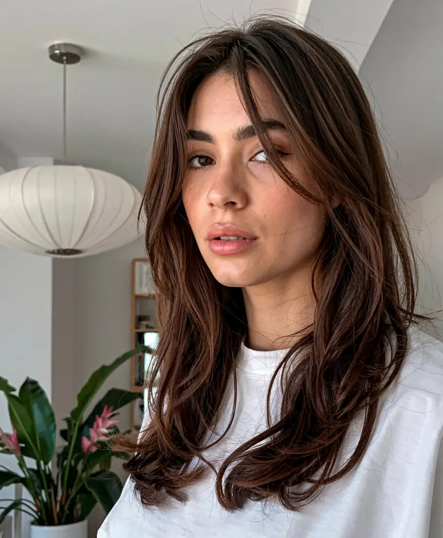 winter hair colors 2025 2026 for brown hair Chocolate Cascade