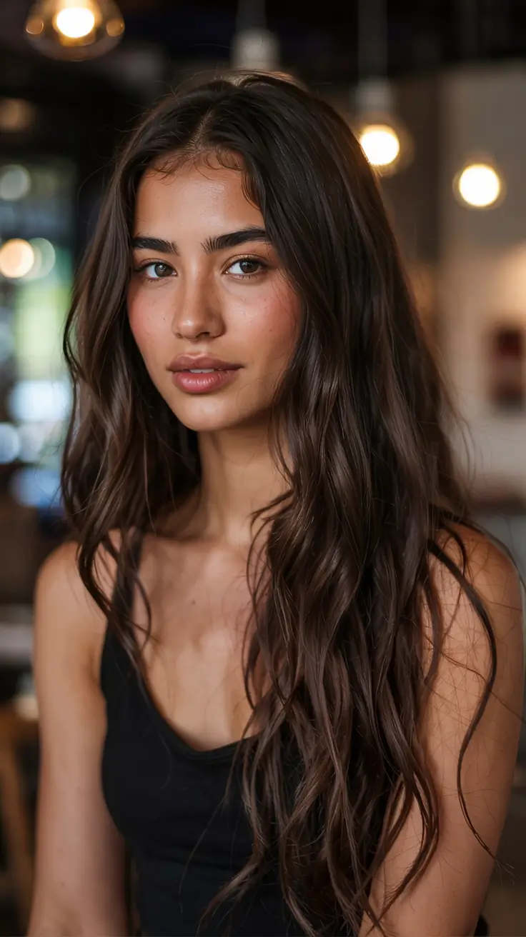 winter hair colors 2025 2026 for brown hair Mocha Melt Waves
