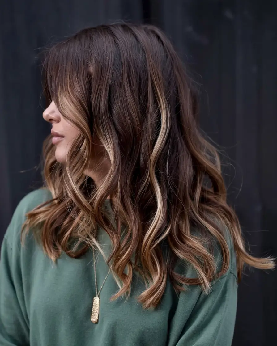 winter hair colors 2025 2026 for brown hair Caramel Ribbon Brunette