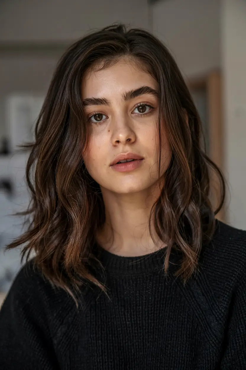 winter hair colors 2025 2026 for brown hair Soft Walnut with Gentle Layers