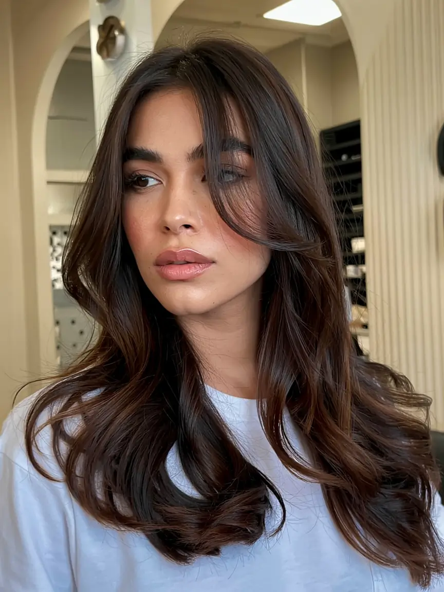winter hair colors 2025 2026 for brown hair Soft Mocha Layers