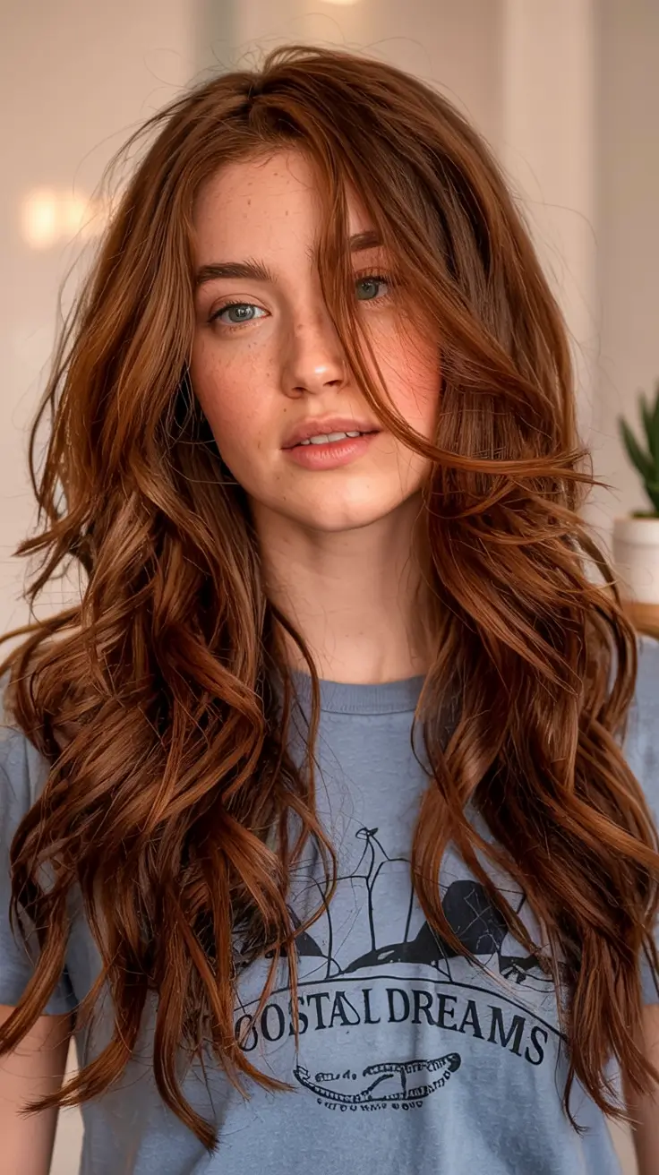 winter hair colors auburn ideas 2025 2026 Copper-Toned Auburn Layers