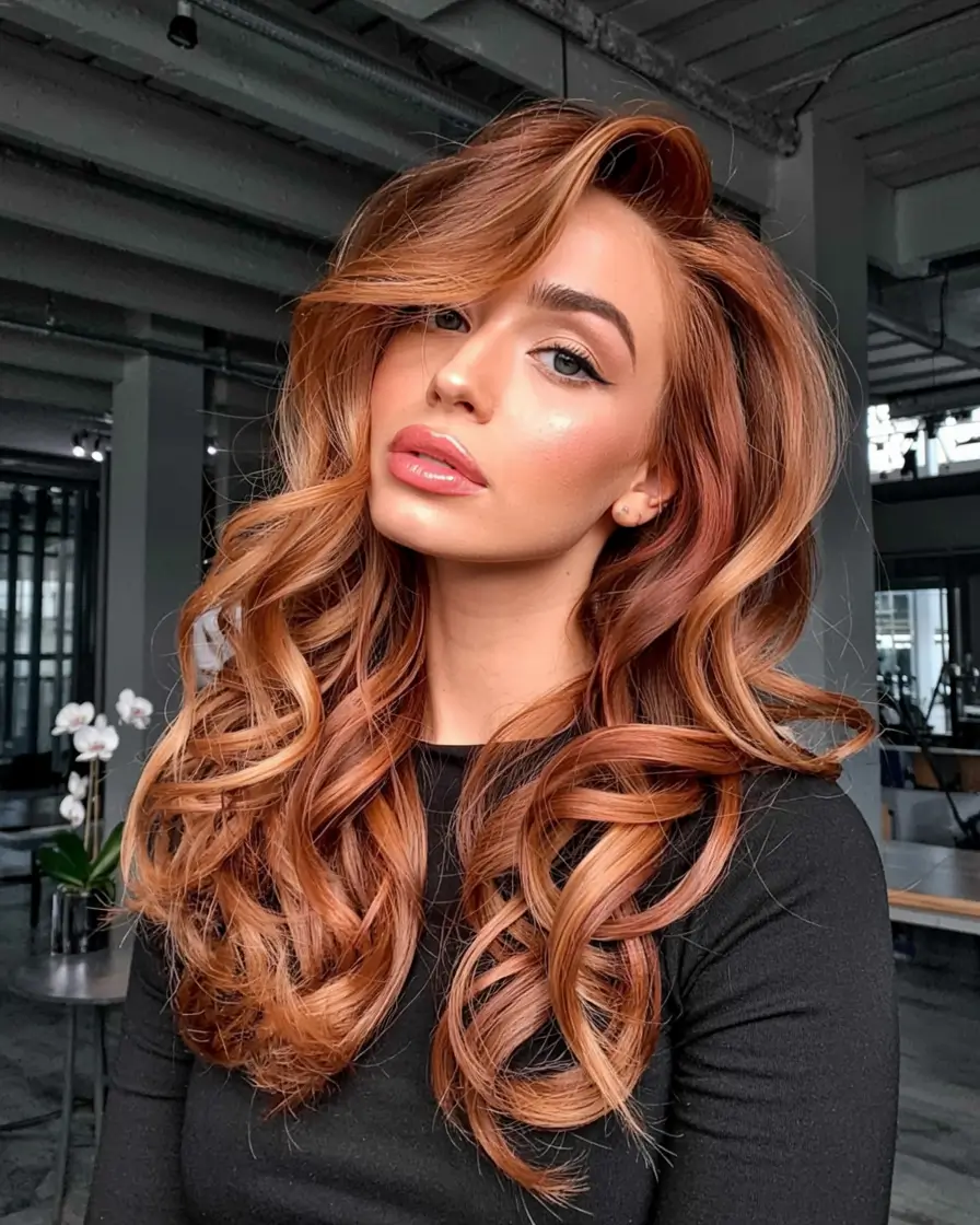 winter hair colors auburn ideas 2025 2026 Sunlit Auburn Highlights