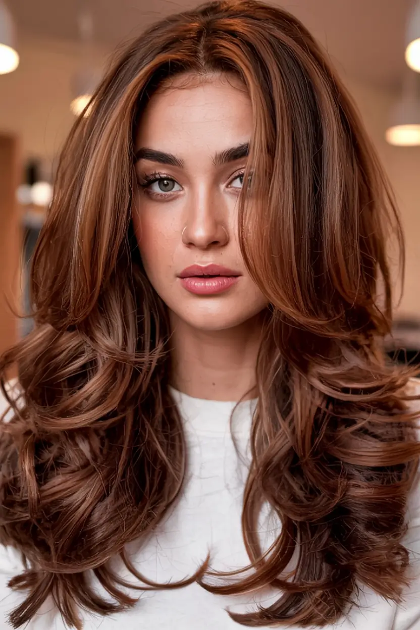 winter hair colors auburn ideas 2025 2026 Glossy Auburn Brunette