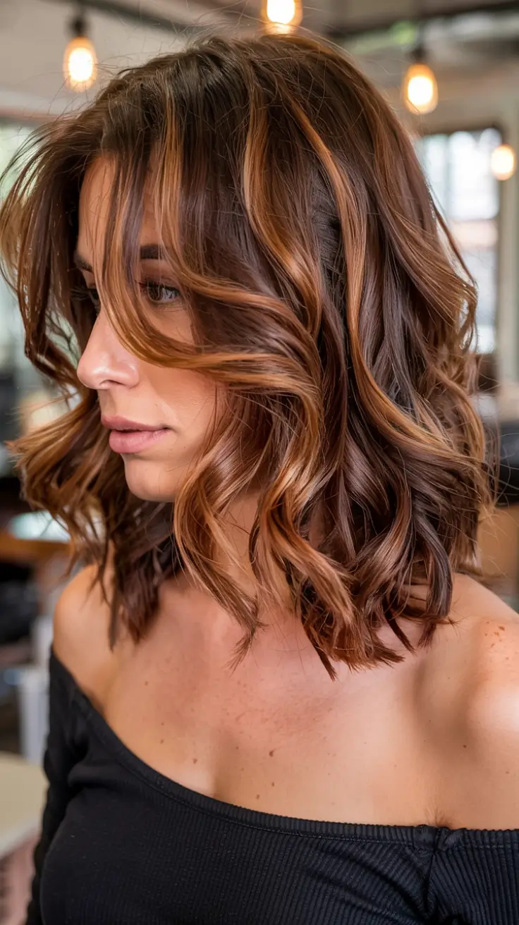 winter hair colors auburn ideas 2025 2026 Chestnut Waves with Auburn Ribbons