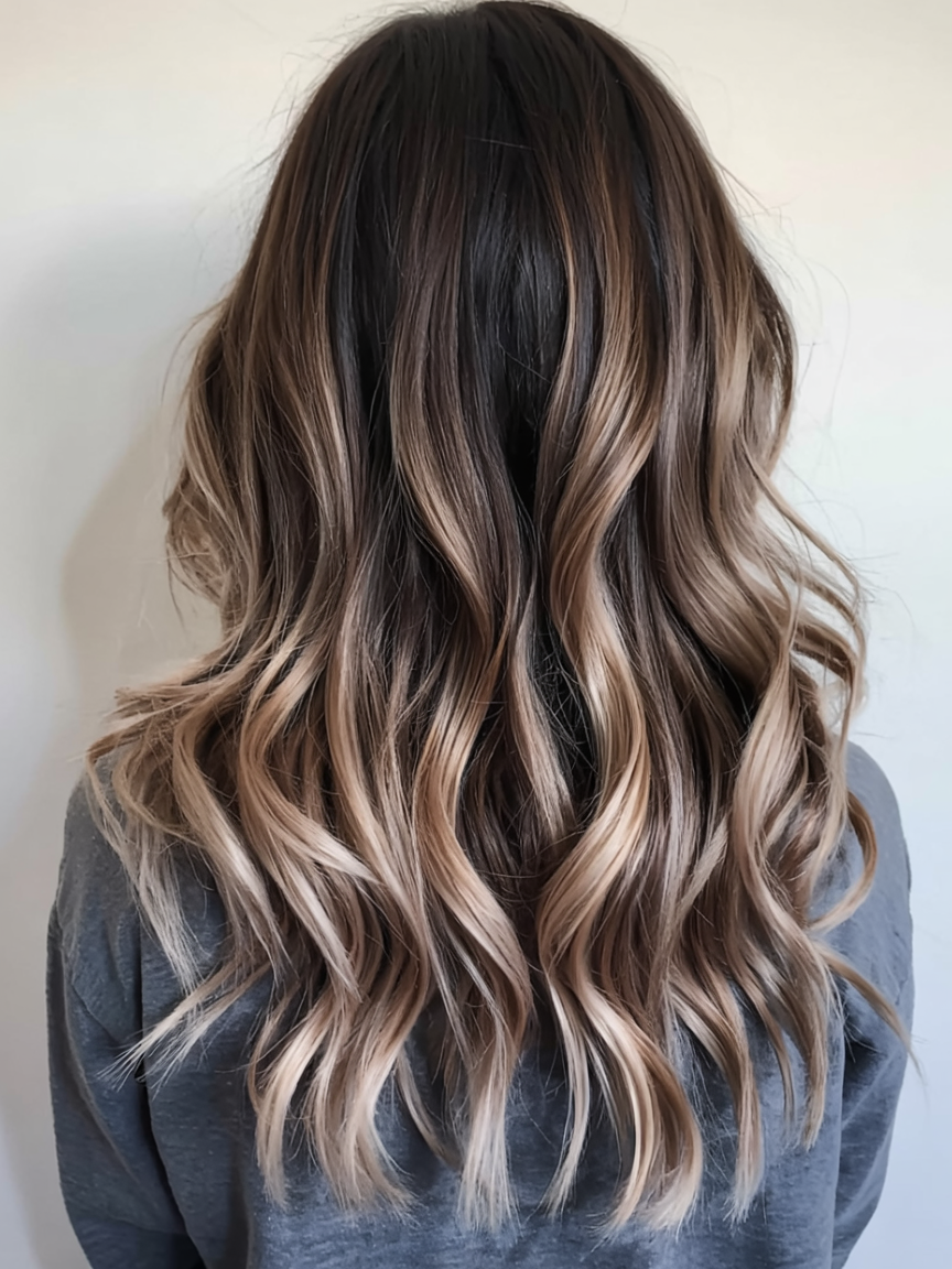 winter hair colors balayage ideas 2025 2026 Vanilla Ash Waves