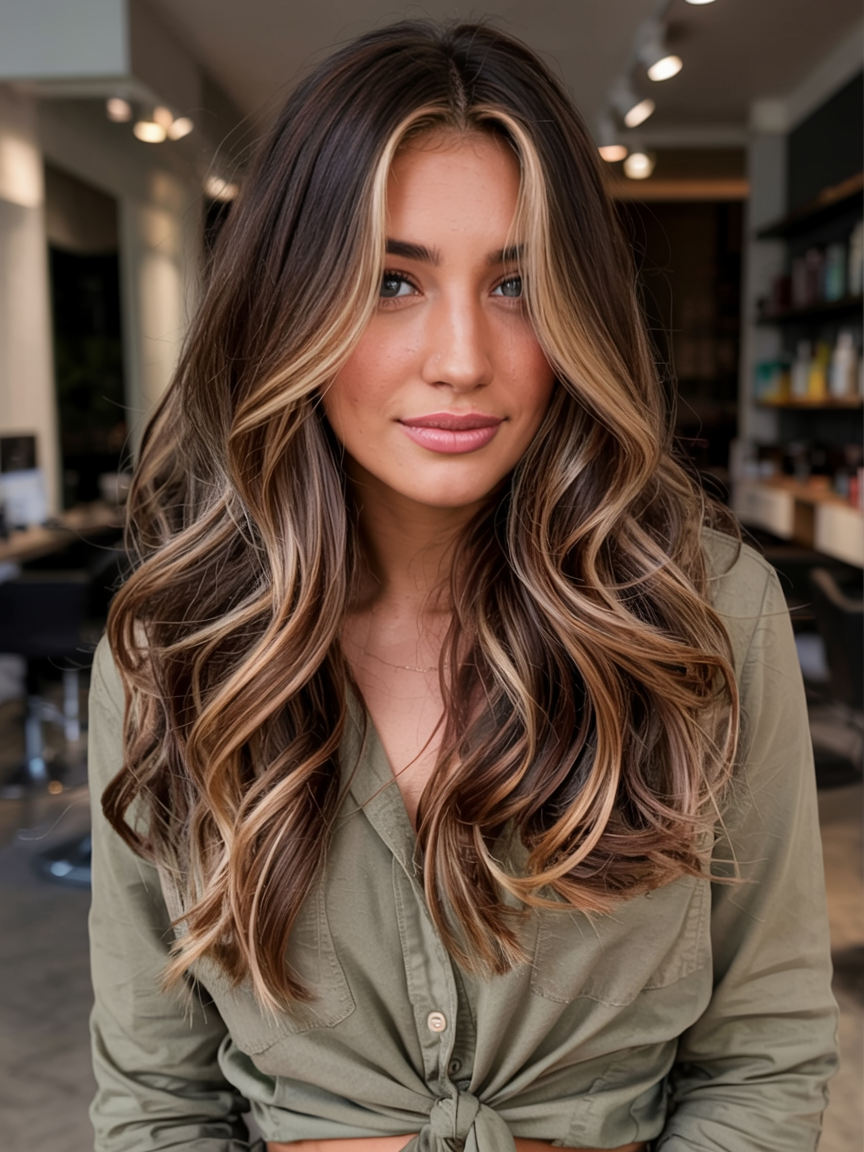 winter hair colors balayage ideas 2025 2026 Caramel Latte Shine