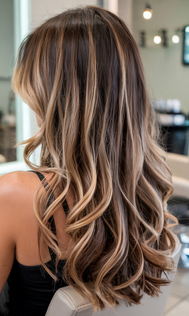 winter hair colors balayage ideas 2025 2026 Champagne Brunette Balayage