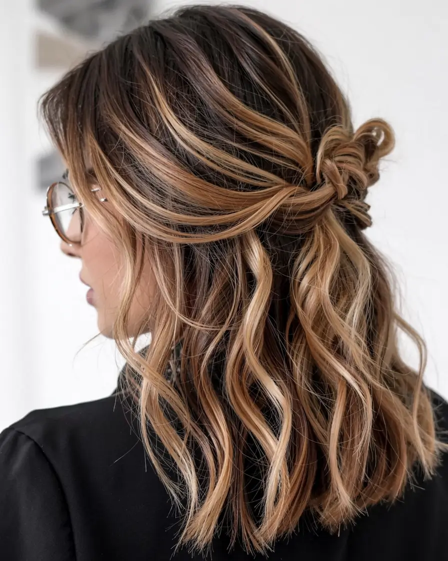winter hair colors balayage ideas 2025 2026 Toffee Ribbon Glow