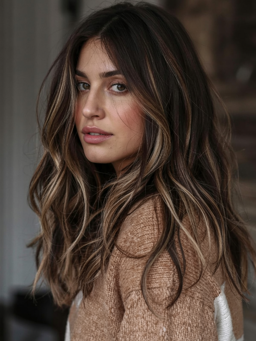 winter hair colors balayage ideas 2025 2026 Hazelnut Glow Balayage