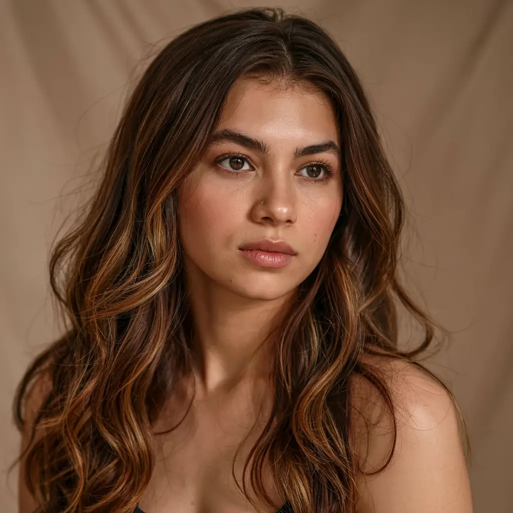 winter hair colors dark skin ideas 2025 2026 Golden Chestnut Balayage