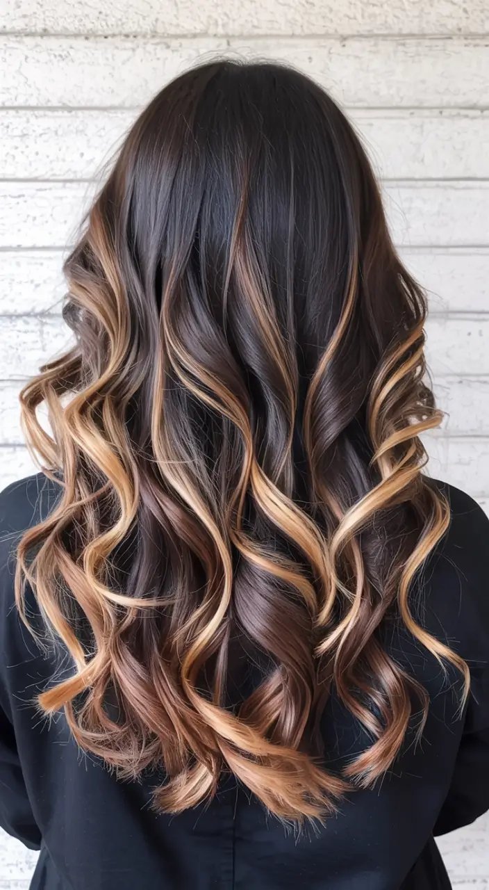 winter hair colors dark skin ideas 2025 2026 Honeyed Ombre