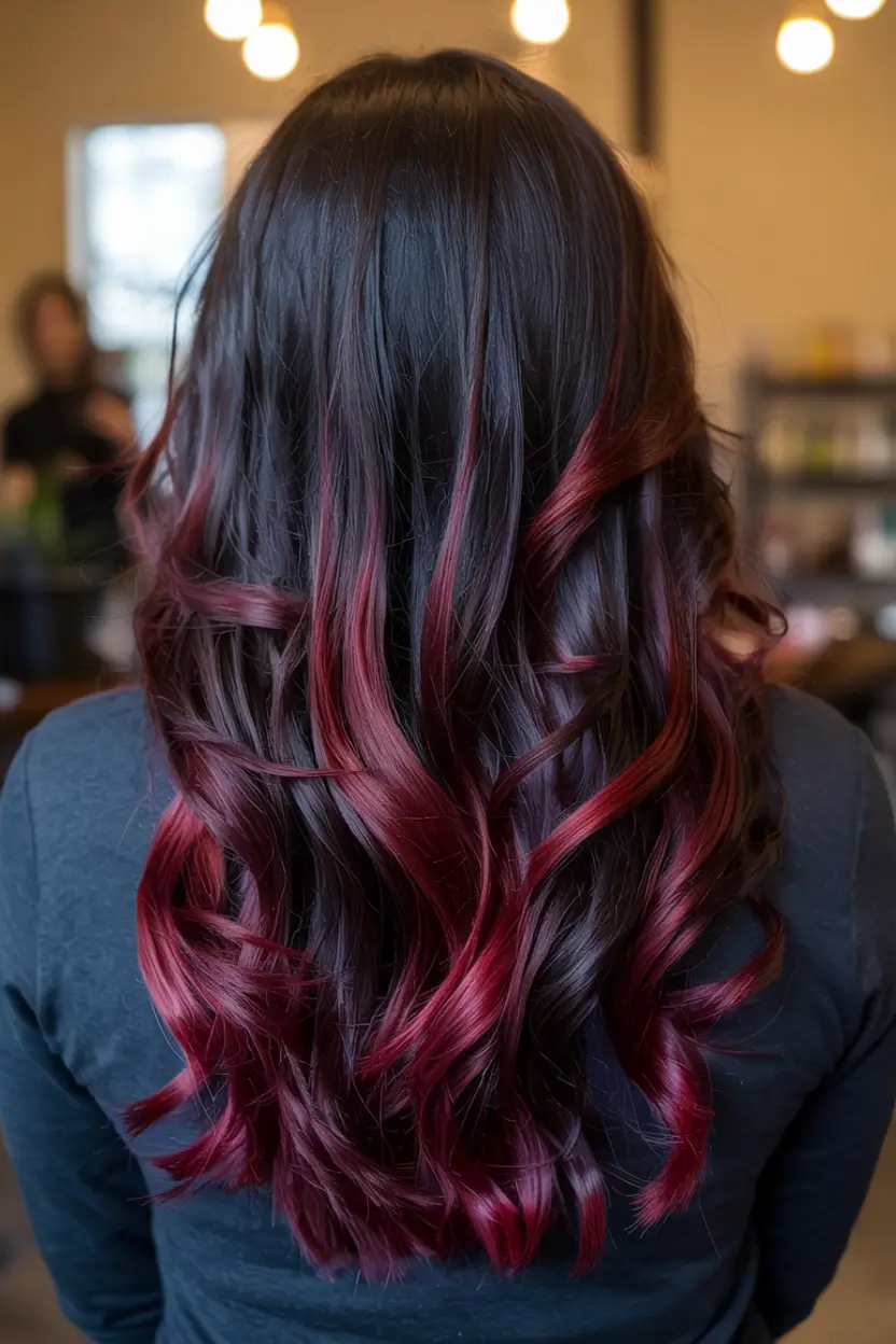 winter hair colors dark skin ideas 2025 2026 Burgundy Melt