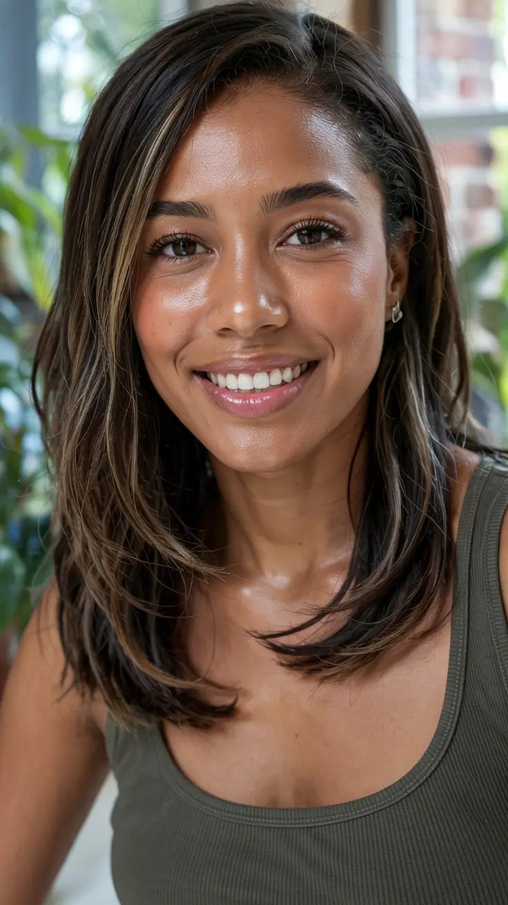 winter hair colors dark skin ideas 2025 2026 Ash Brown Lob
