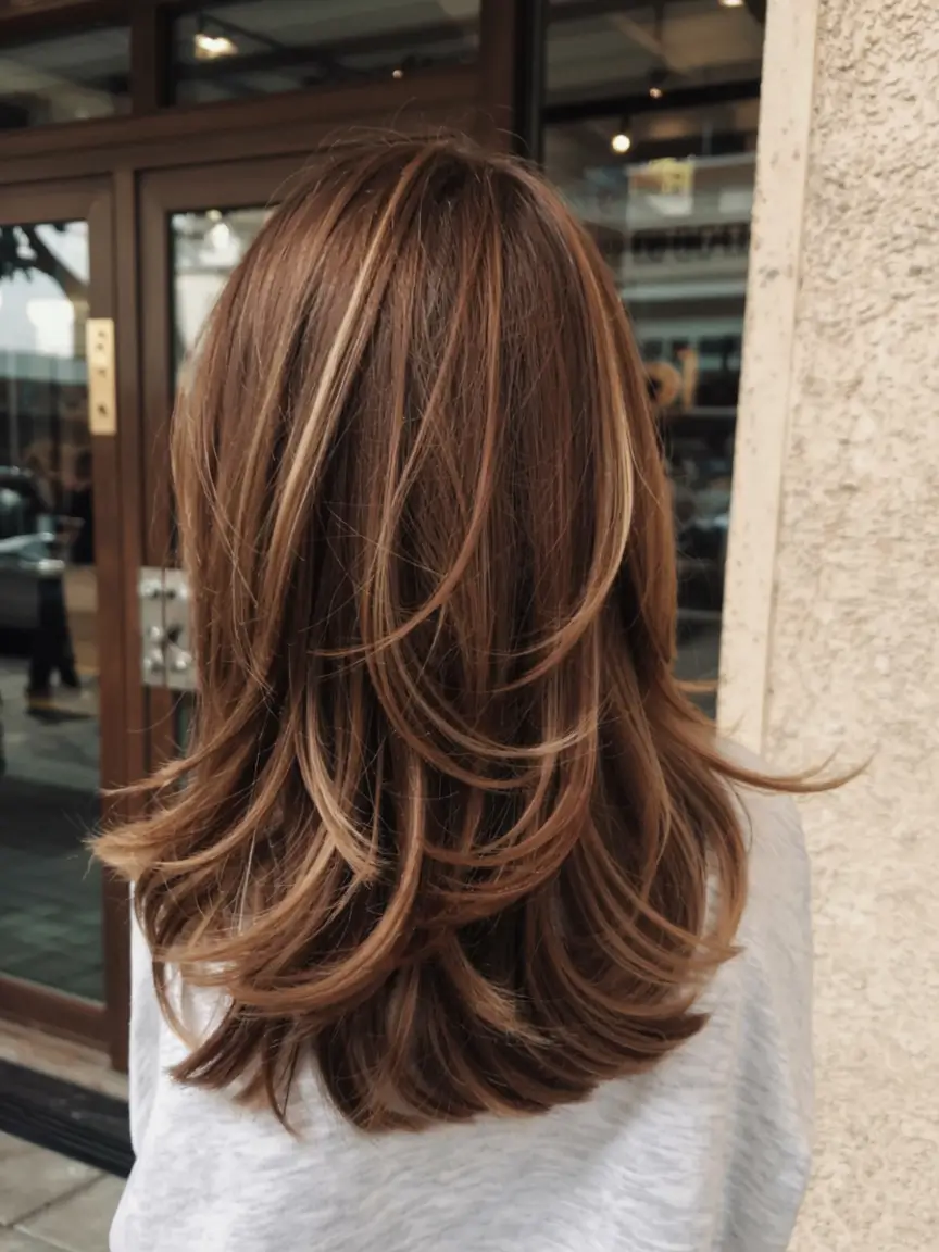 winter hair colors dark skin ideas 2025 2026 Layered Caramel