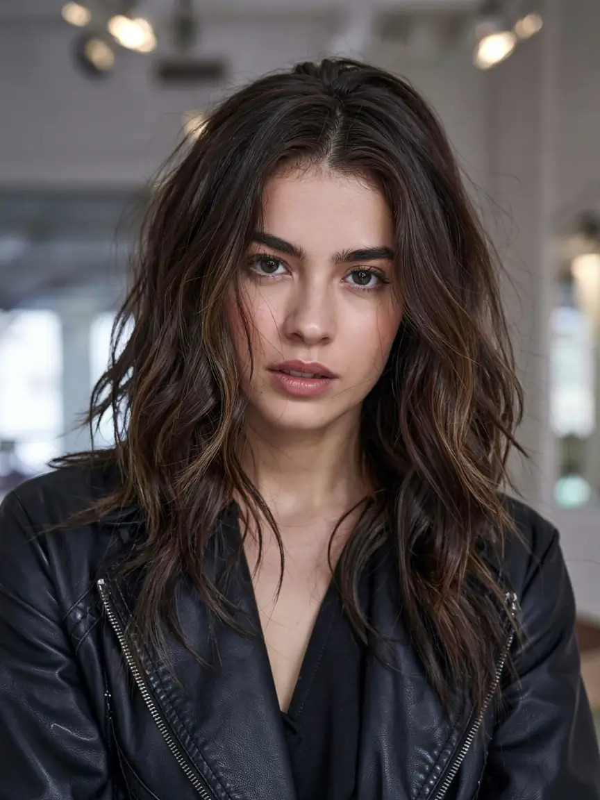 winter hair colors for brunettes ideas 2025 2026 Textured Brunette with Subtle Highlights