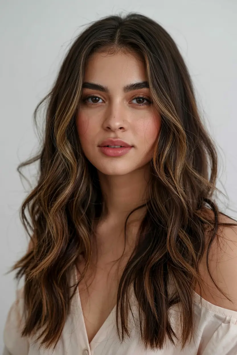 winter hair colors for brunettes ideas 2025 2026 Soft Golden Brunette Highlights