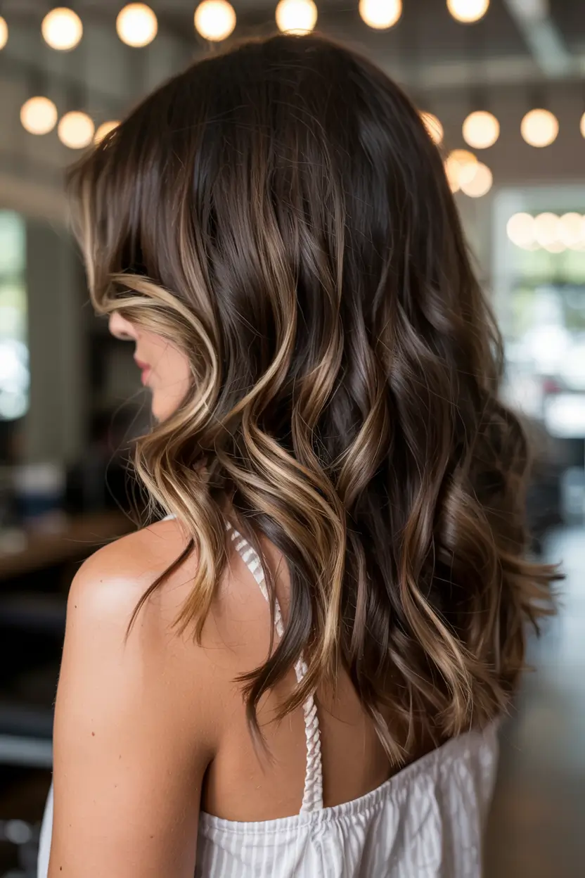 winter hair colors for brunettes ideas 2025 2026 Face-Framing Caramel Lights