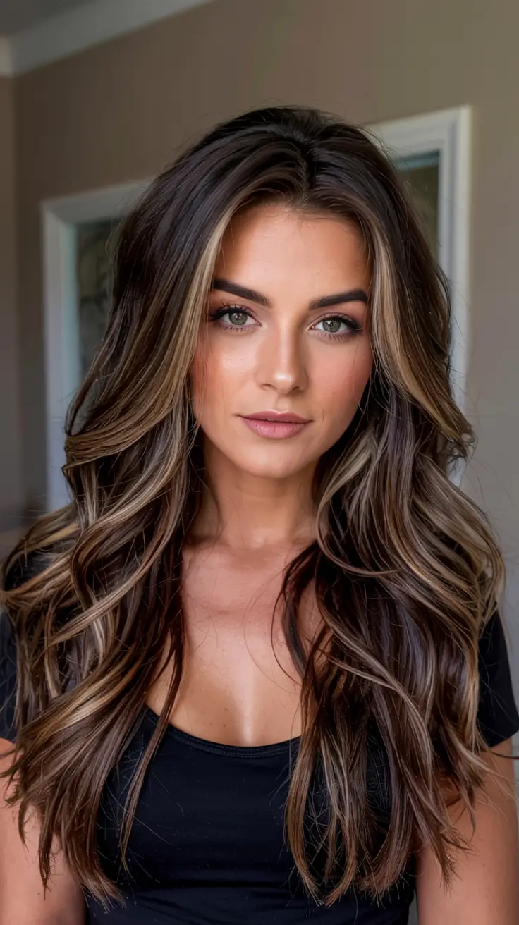 winter hair colors for brunettes ideas 2025 2026 Hazelnut Dimension with Loose Layers