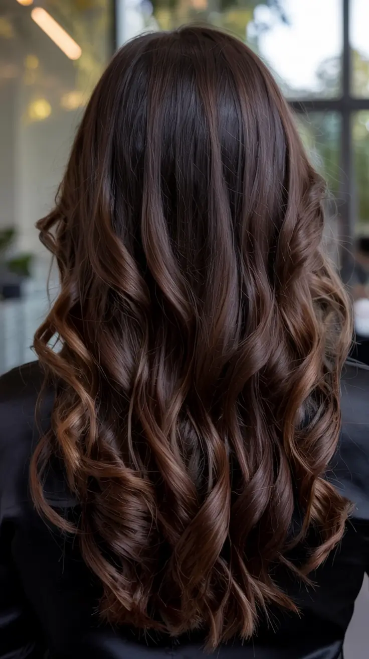 winter hair colors for brunettes ideas 2025 2026 Smoky Brunette with Champagne Threads