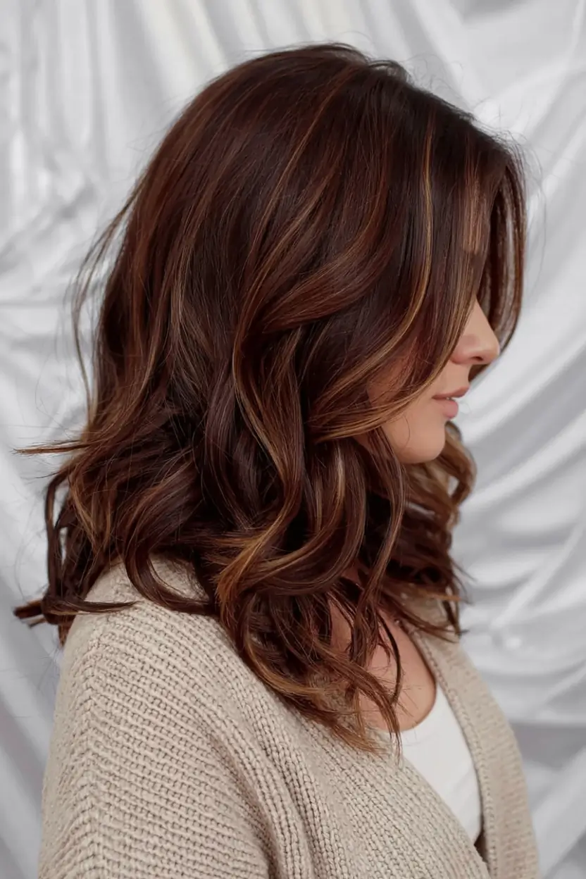 winter hair colors ideas 2025 2026 Chestnut With Subtle Auburn Veins