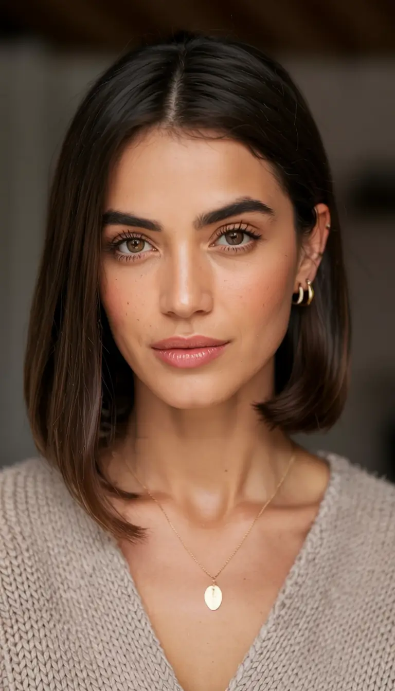 winter hair colors ideas 2025 2026 Glossy Espresso Bob