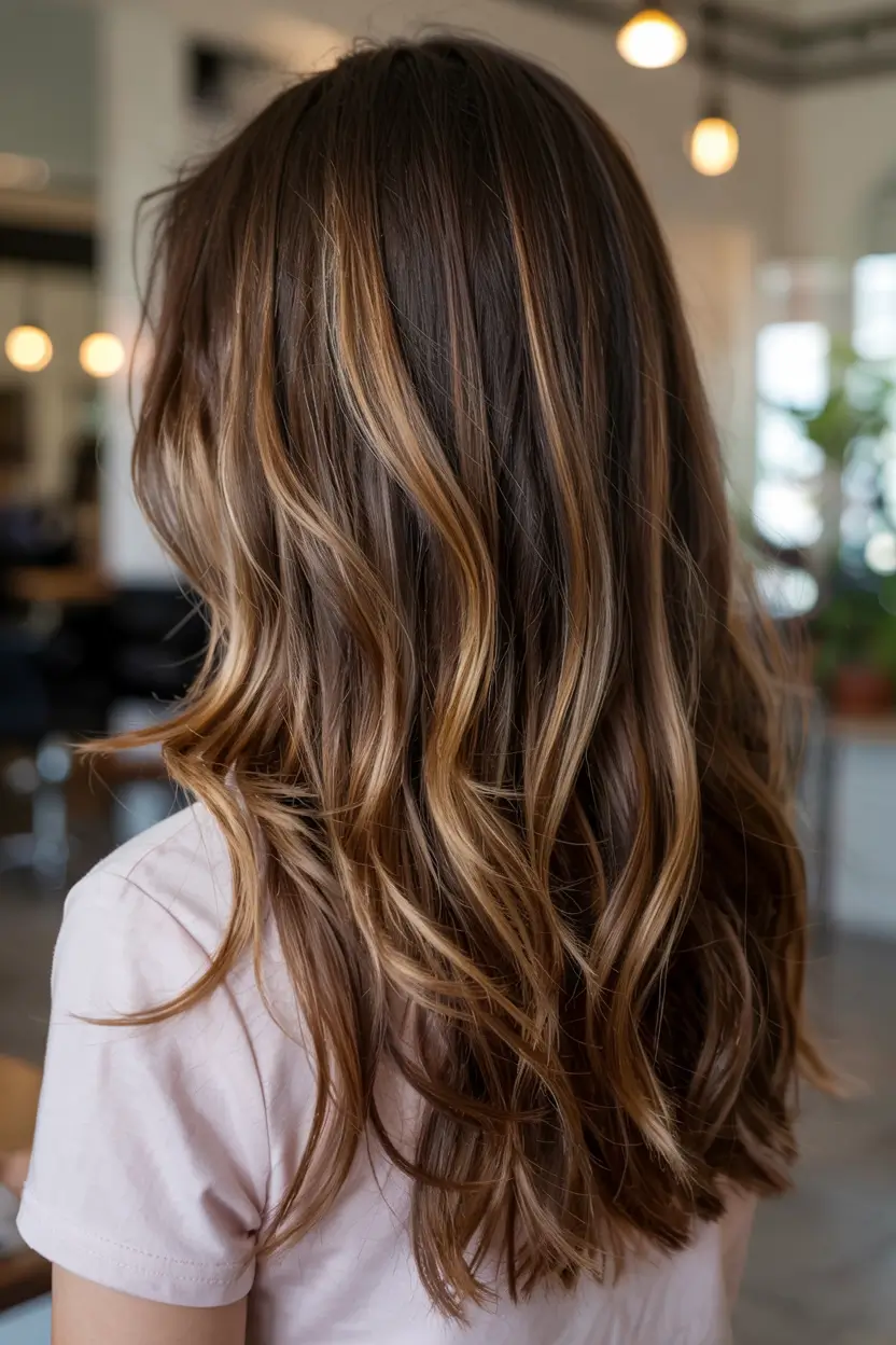 winter hair colors ideas 2025 2026 Golden Caramel Ribbons