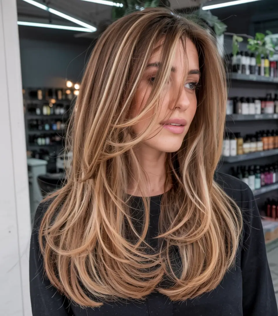 winter hair colors ideas 2025 2026 Golden Layered Luxe