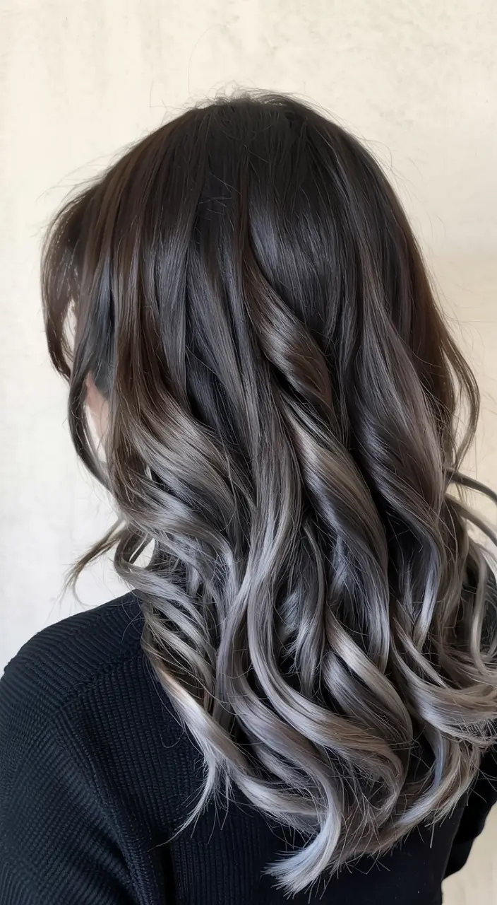 winter hair colors ideas 2025 2026 Smoky Silver Melt