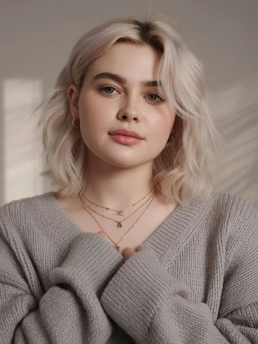 winter haircuts for plus size women ideas 2025 2026 Icy Platinum Lob