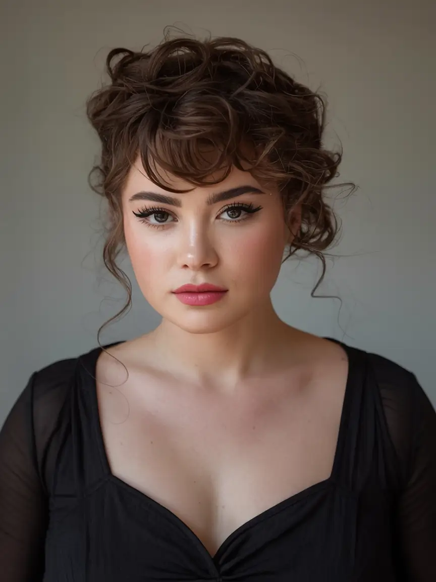 winter haircuts for plus size women ideas 2025 2026 Romantic Winter Updo with Soft Curls