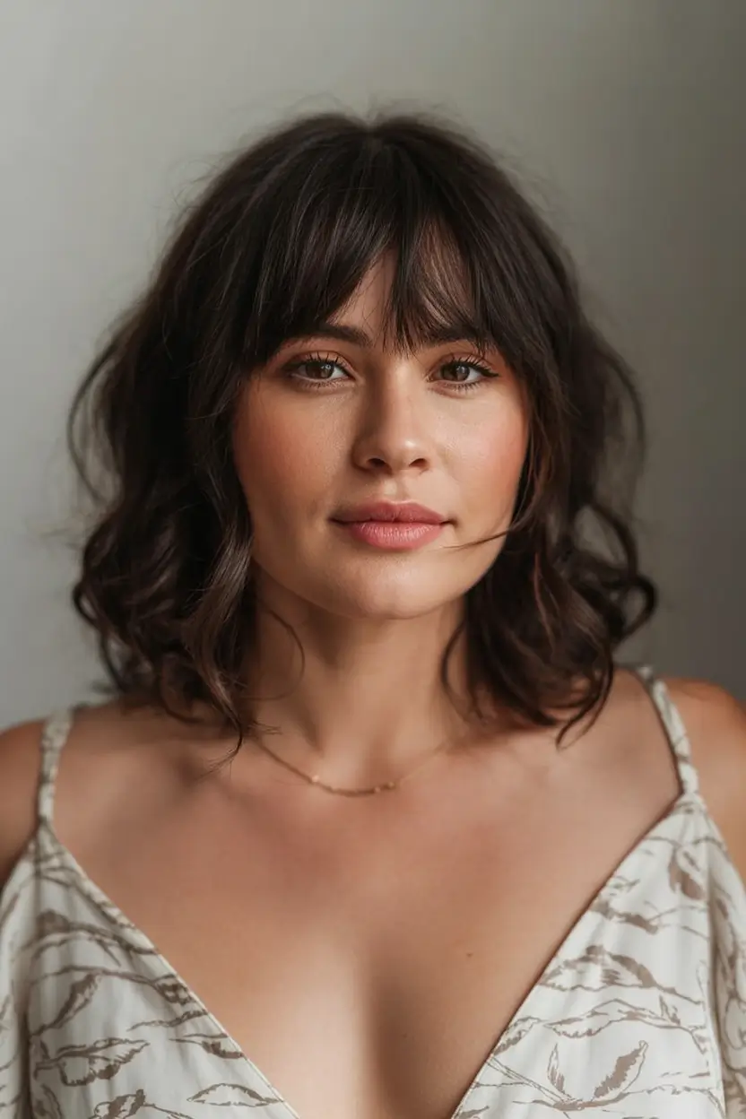 winter haircuts for plus size women ideas 2025 2026 Chic Bob with Wispy Bangs