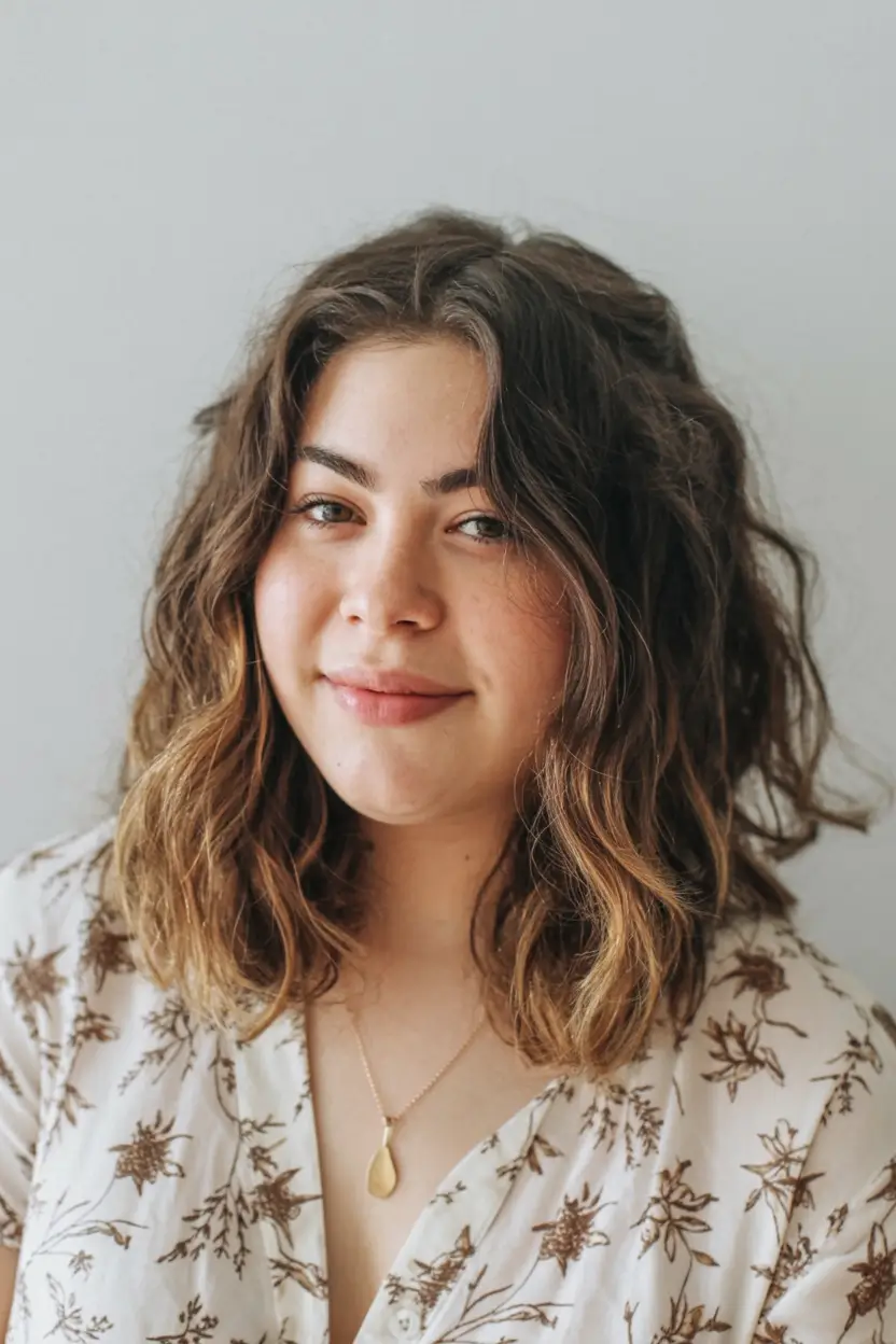 winter haircuts for plus size women ideas 2025 2026 Soft Shoulder-Length Waves with Natural Texture
