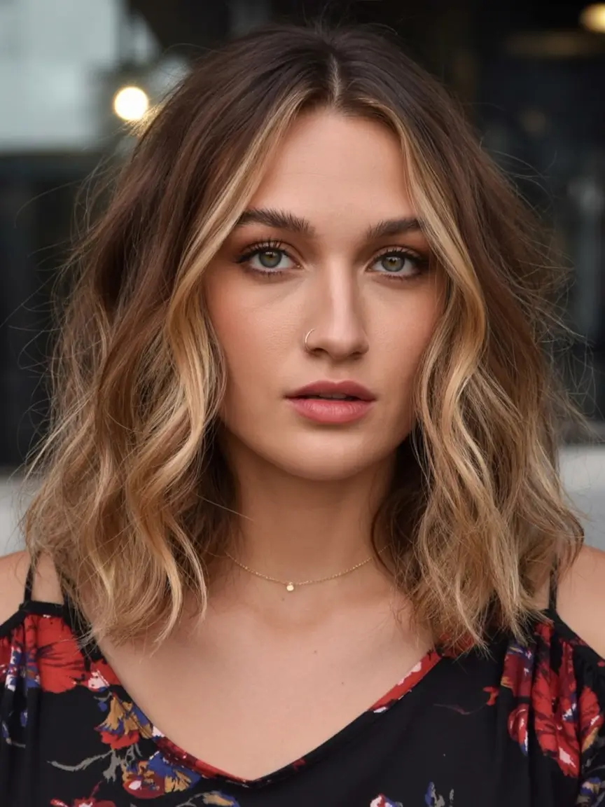 winter haircuts for plus size women ideas 2025 2026 Beachy Blonde Balayage Bob