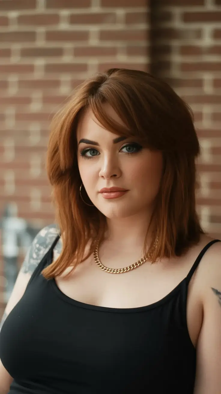 winter haircuts for plus size women ideas 2025 2026 Polished Copper Shoulder-Length Cut