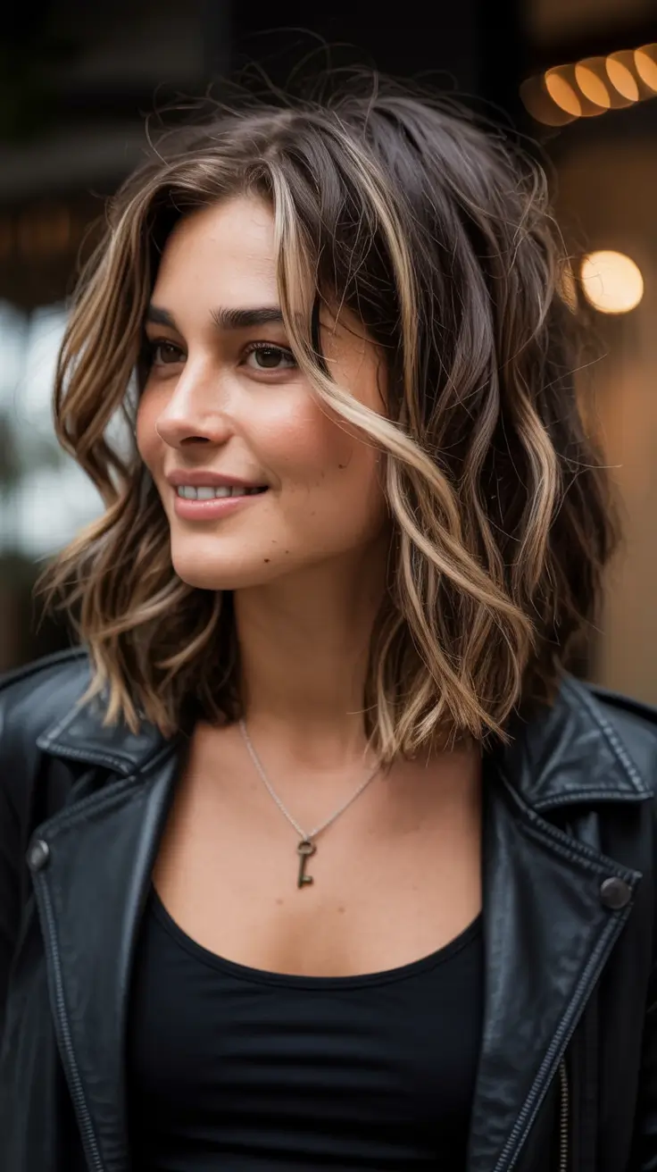 winter hairstyles color 2025 2026 for women over 40 Soft Balayage with Edgy Lob