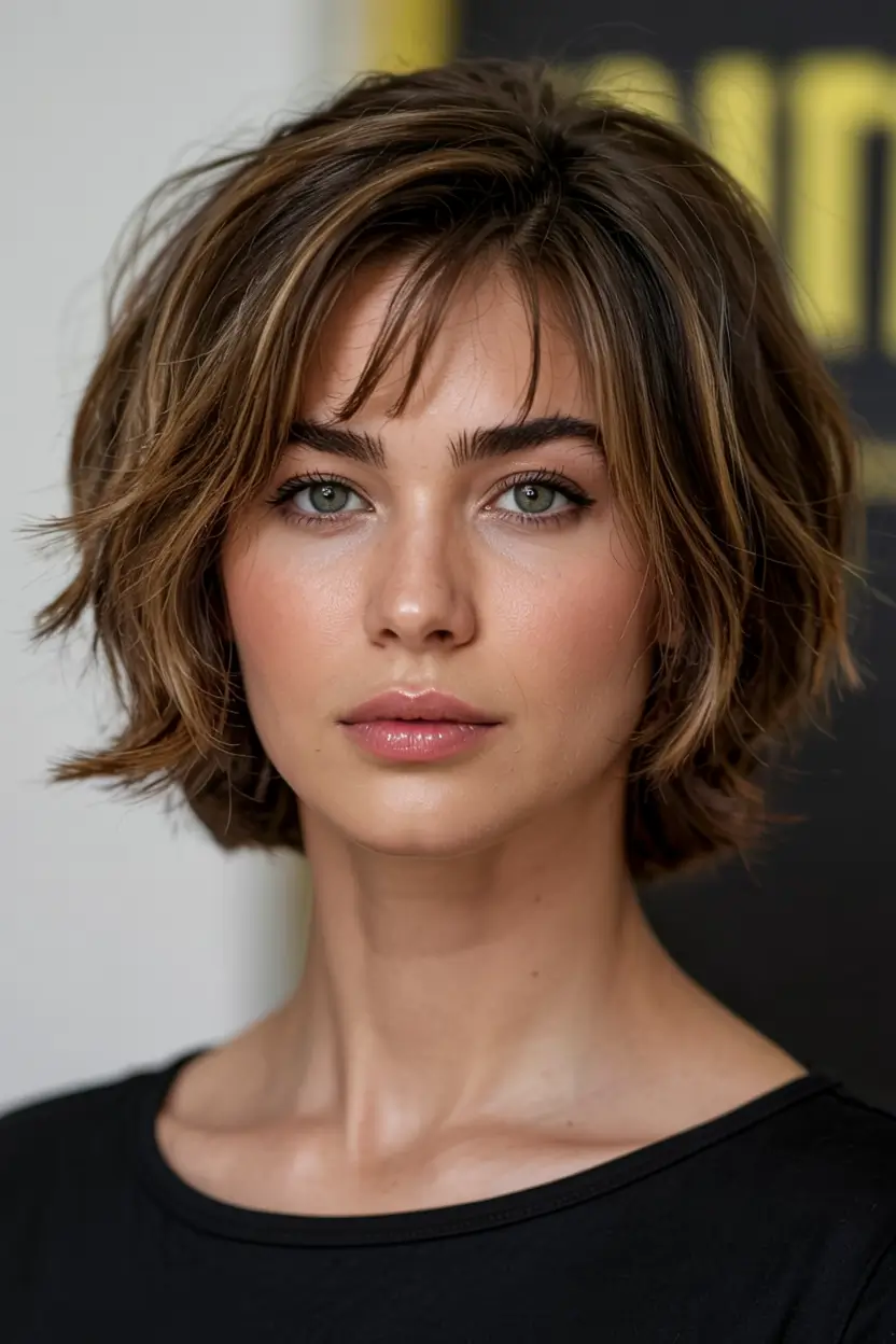 winter hairstyles color 2025 2026 for women over 40 Choppy Bob with Soft Edge