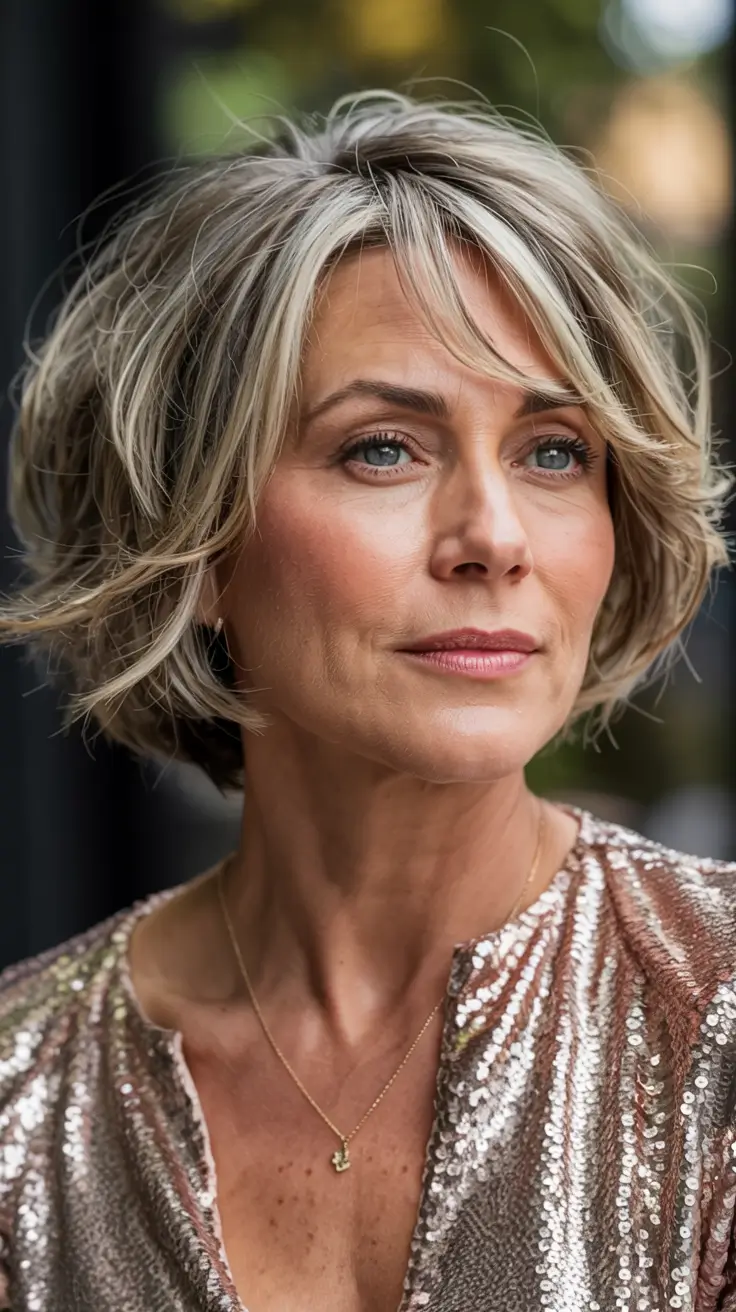 winter hairstyles hair color 2025 2026 for women over 50 Silver Blonde Layers with Modern Volume