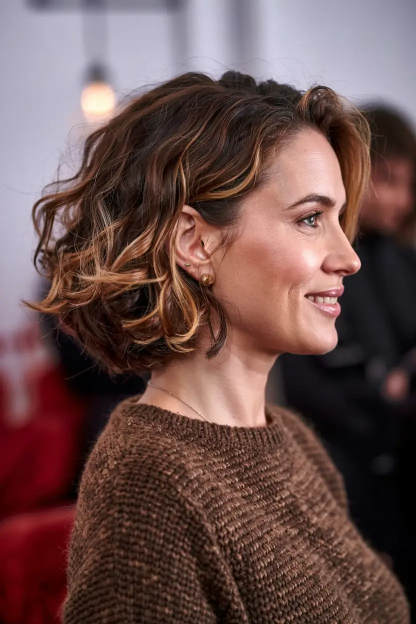 winter hairstyles hair color 2025 2026 for women over 60 Chocolate Waves with Caramel Ribbons