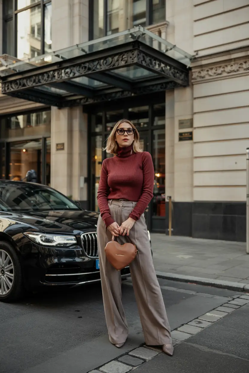 winter office outfits ideas 2025 2026 Wine Tones Revisited