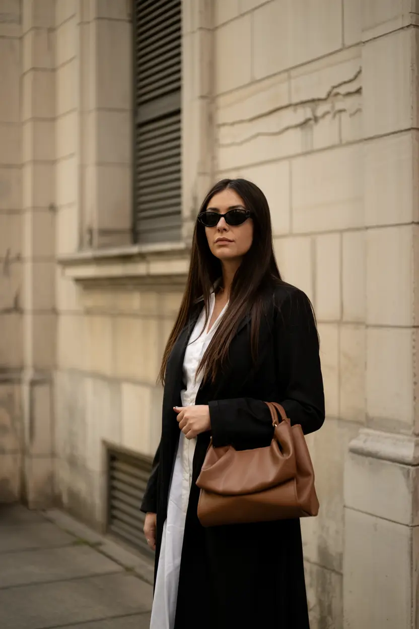 winter office outfits ideas 2025 2026 Minimalist Black and White Layers