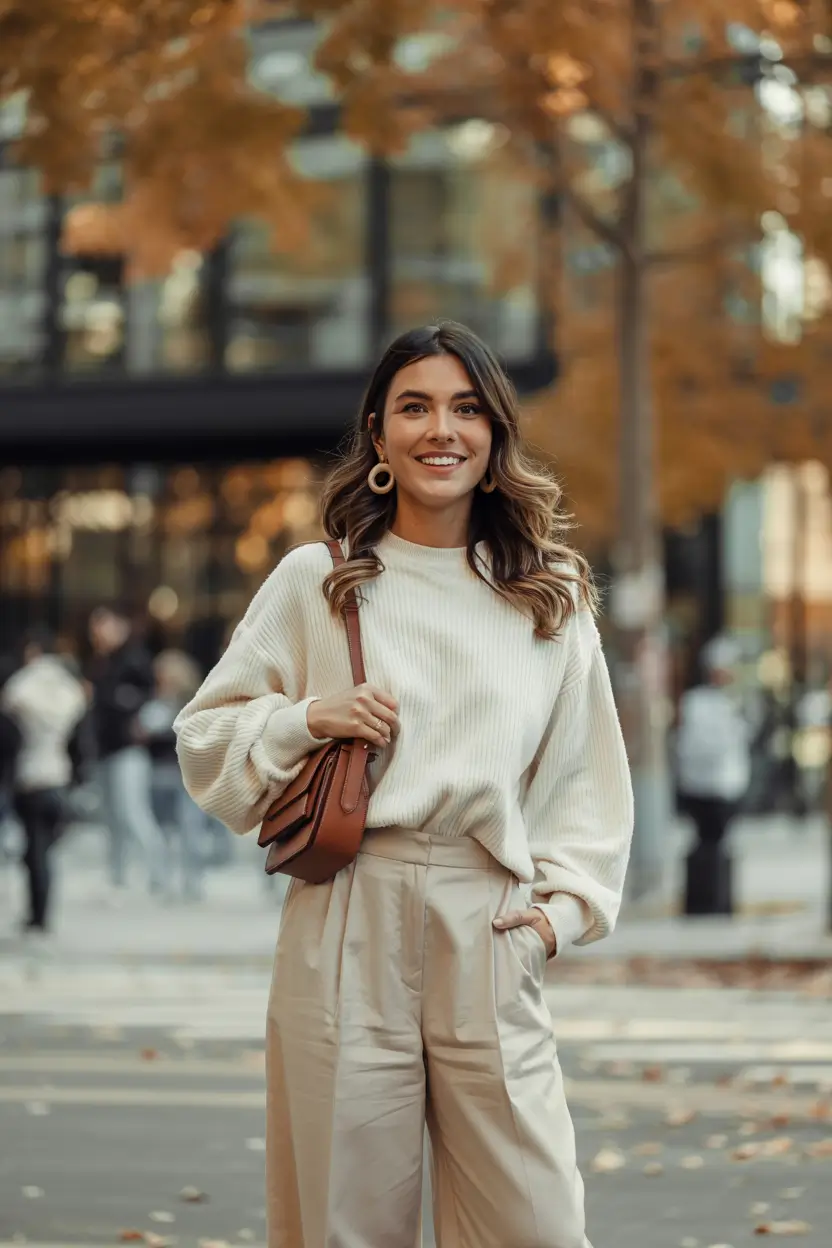 winter office outfits ideas 2025 2026 Soft Creams for Bright Winter Days