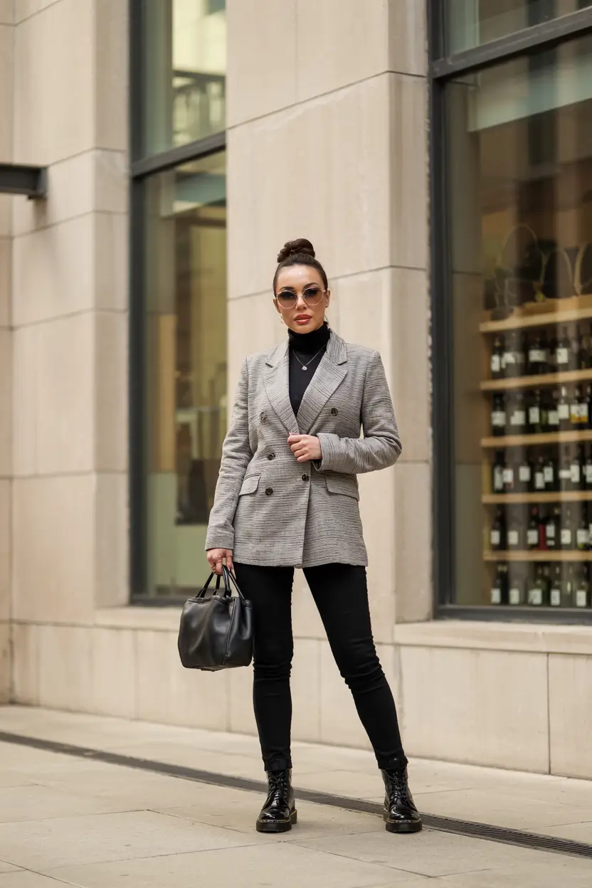 winter office outfits ideas 2025 2026 Sharp Double-Breasted Power