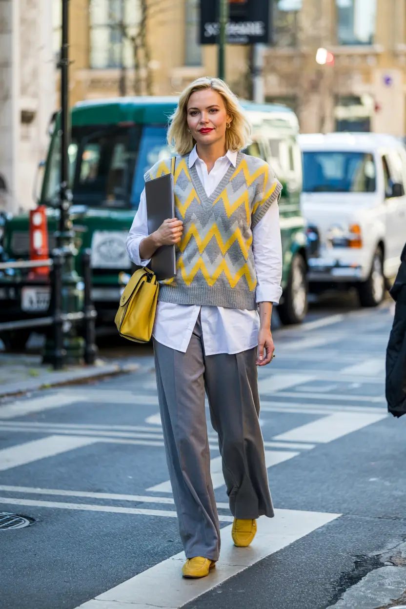 winter office outfits ideas 2025 2026 Retro Knit Energy